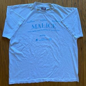 VINTAGE 90s MALICE MOVIE PROMO T SHIRT ALEC BALDWIN SIZE XL GOOD CONDITION